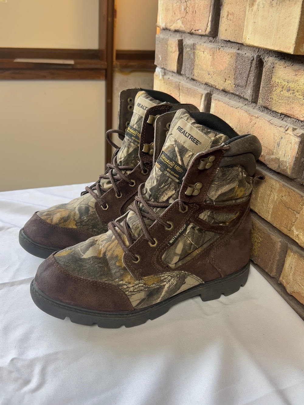 Realtree Camouflage Hunting Boots with Brown Suede Trim
